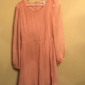Peach ruffled long sleeve dress